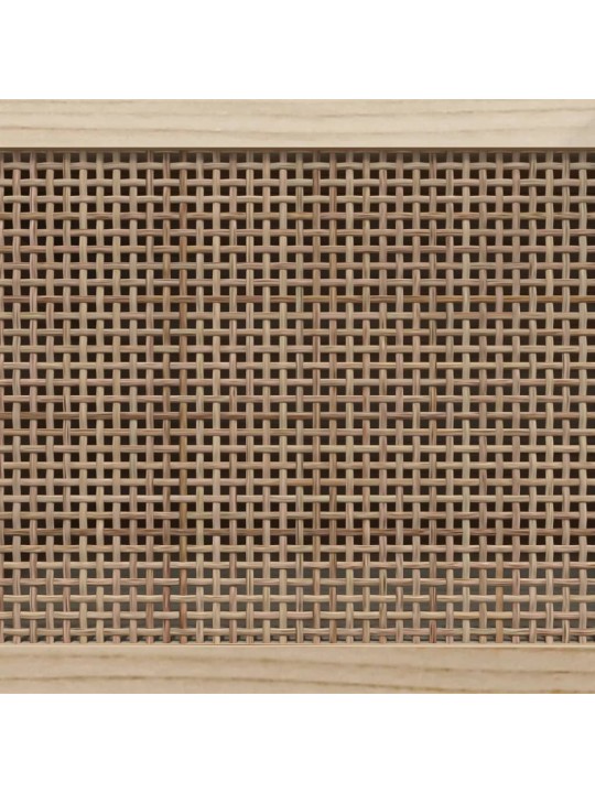 TV stolek černá 80x30x40 cm masivní borovice a přírodní ratan