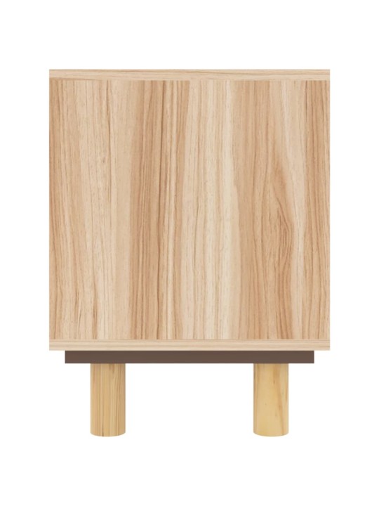 TV stolek hnědý 80x30x40 cm masivní borovice a přírodní ratan
