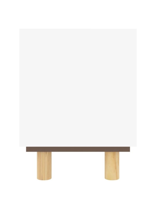 TV stolek bílá 105x30x40 cm masivní borovice a přírodní ratan