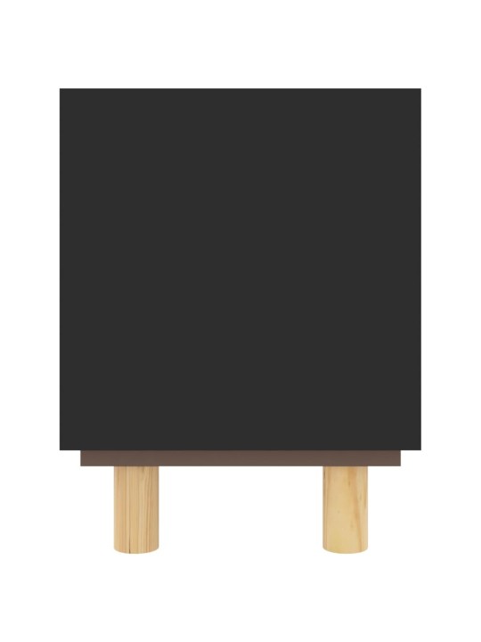 TV stolek černý 105x30x40 cm masivní borovice a přírodní ratan