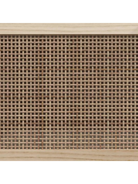 TV stolek černý 105x30x40 cm masivní borovice a přírodní ratan