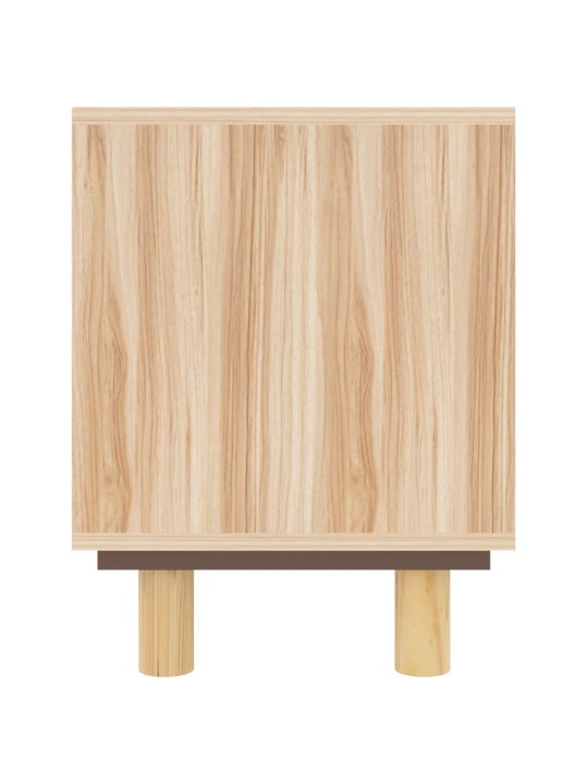TV stolek hnědý 105x30x40 cm masivní borovice a přírodní ratan