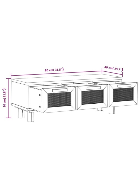 Konferenční stolek bílý 80x40x30 cm kompozitní a borové dřevo
