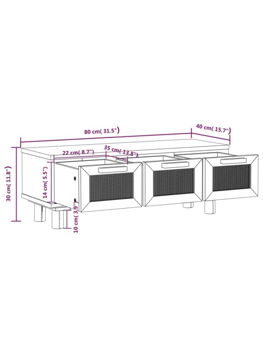 Konferenční stolek bílý 80x40x30 cm kompozitní a borové dřevo