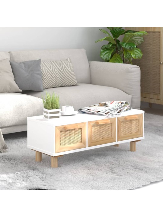 Konferenční stolek bílý 80x40x30 cm kompozitní a borové dřevo