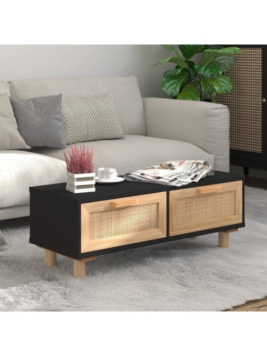 Konferenční stolek černý 80x40x30 cm kompozitní a borové dřevo