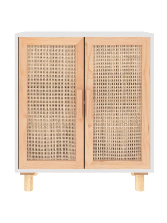 Příborník bílý 60x30x70 cm masivní borovice a přírodní ratan