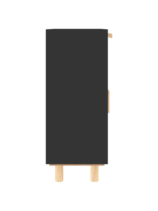 Příborník černý 60x30x75 cm masivní borovice a přírodní ratan