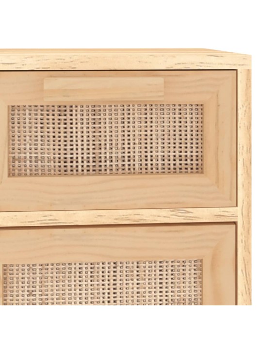 Příborník hnědý 60x30x75 cm masivní borovice a přírodní ratan
