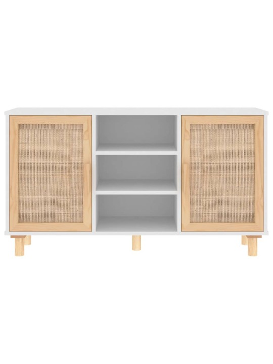 Příborník bílý 105x30x60 cm masivní borovice a přírodní ratan