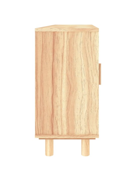 Příborník hnědý 105x30x60 cm masivní borovice a přírodní ratan