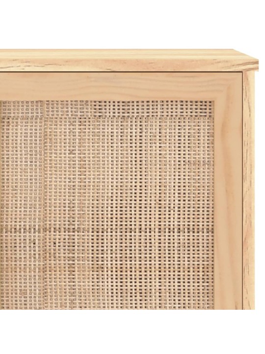 Příborník hnědý 105x30x60 cm masivní borovice a přírodní ratan