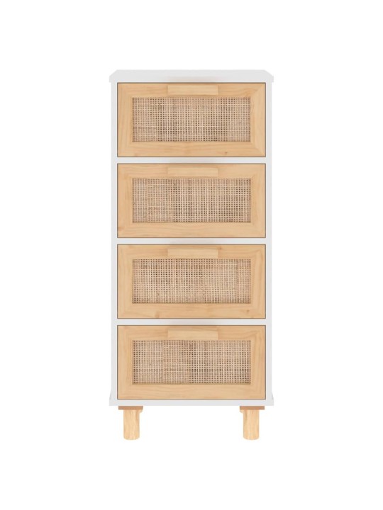 Příborník bílý 40x30x90 cm masivní borovice a přírodní ratan