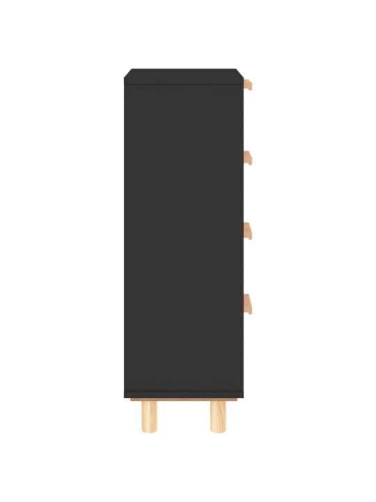 Příborník černý 40x30x90 cm masivní borovice a přírodní ratan