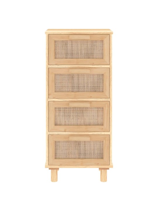 Příborník hnědý 40x30x90 cm masivní borovice a přírodní ratan