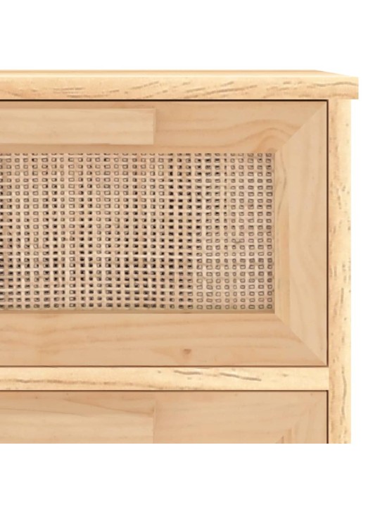 Příborník hnědý 40x30x90 cm masivní borovice a přírodní ratan