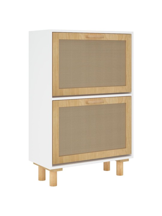 Botník bílý 52 x 25 x 80 cm kompozitní dřevo a přírodní ratan