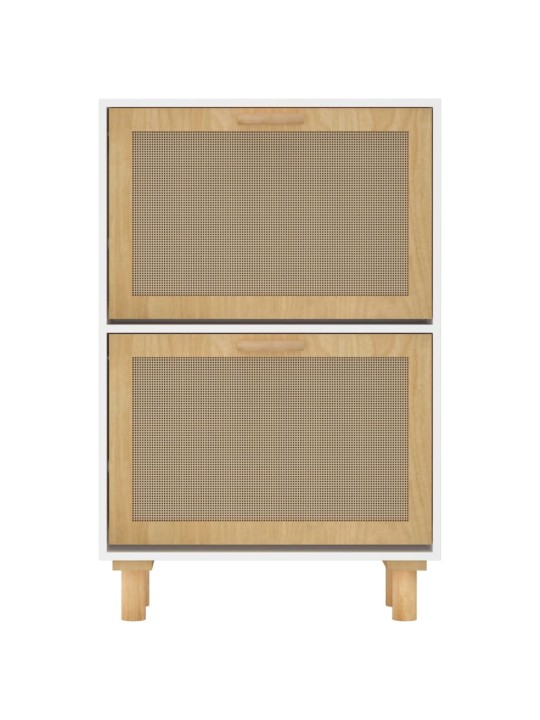 Botník bílý 52 x 25 x 80 cm kompozitní dřevo a přírodní ratan