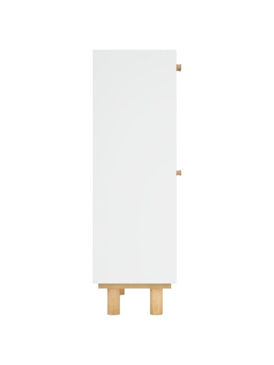 Botník bílý 52 x 25 x 80 cm kompozitní dřevo a přírodní ratan