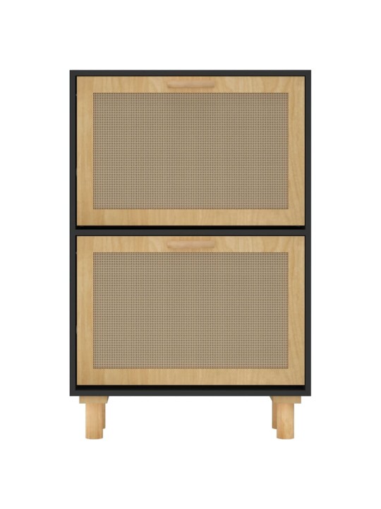 Botník černý 52 x 25 x 80 cm kompozitní dřevo a přírodní ratan