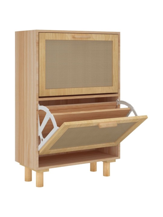 Botník hnědý 52 x 25 x 80 cm kompozitní dřevo a přírodní ratan