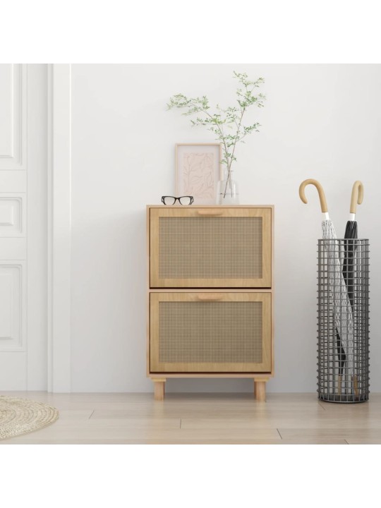 Botník hnědý 52 x 25 x 80 cm kompozitní dřevo a přírodní ratan