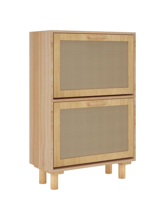 Botník hnědý 52 x 25 x 80 cm kompozitní dřevo a přírodní ratan