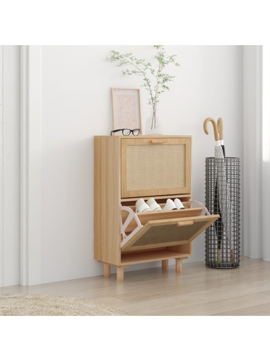 Botník hnědý 52 x 25 x 80 cm kompozitní dřevo a přírodní ratan