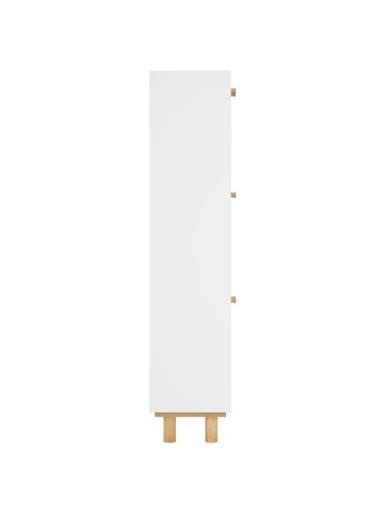 Botník bílý 52 x 25 x 115 cm kompozitní dřevo a přírodní ratan