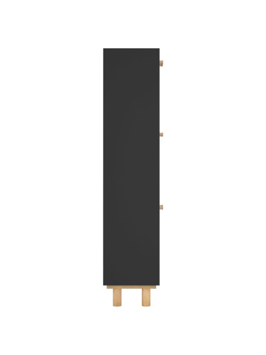 Botník černý 52 x 25 x 115 cm kompozitní dřevo a přírodní ratan
