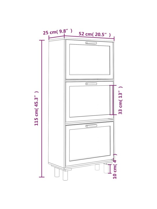 Botník černý 52 x 25 x 115 cm kompozitní dřevo a přírodní ratan
