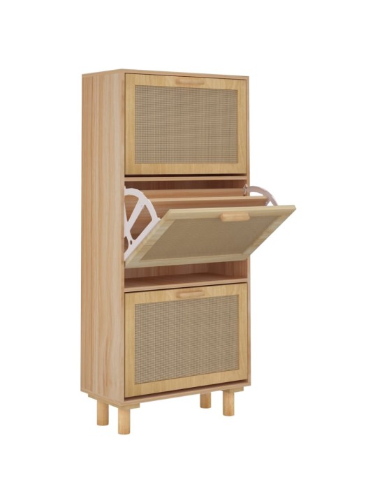Botník hnědý 52 x 25 x 115 cm kompozitní dřevo a přírodní ratan