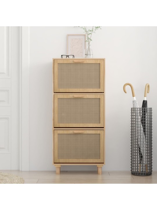 Botník hnědý 52 x 25 x 115 cm kompozitní dřevo a přírodní ratan