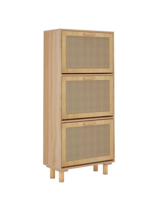 Botník hnědý 52 x 25 x 115 cm kompozitní dřevo a přírodní ratan
