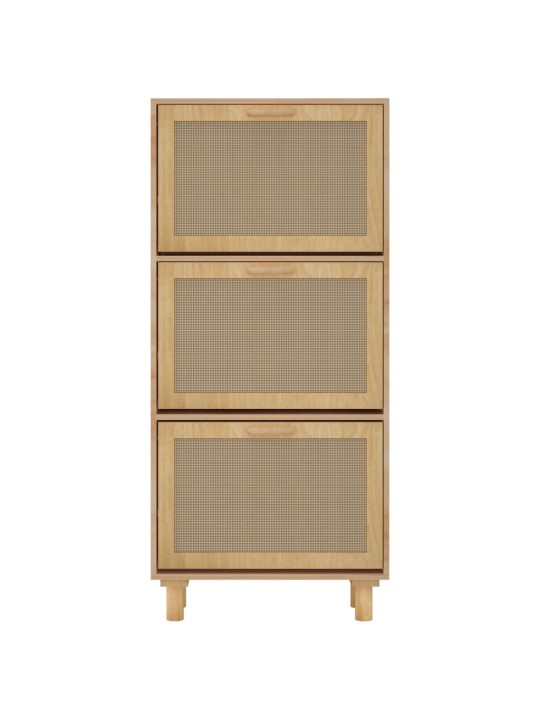 Botník hnědý 52 x 25 x 115 cm kompozitní dřevo a přírodní ratan