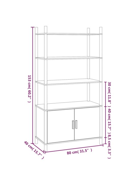 Skříň highboard bílá 80x40x153 cm ompozitní dřevo