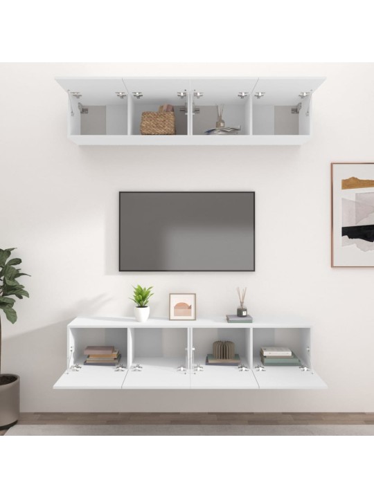 TV skříňky 4 ks bílé 80 x 30 x 30 cm kompozitní dřevo