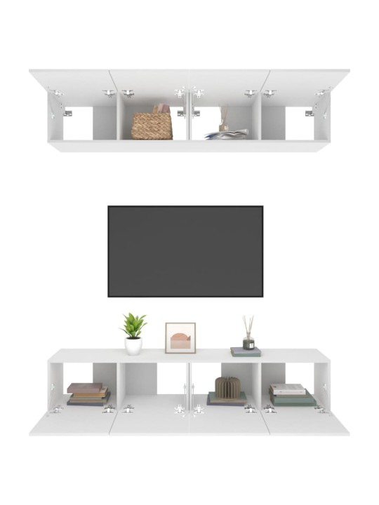 TV skříňky 4 ks bílé 80 x 30 x 30 cm kompozitní dřevo