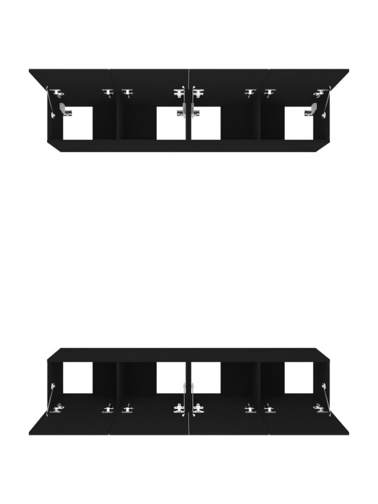 TV skříňky 4 ks černé 80 x 30 x 30 cm kompozitní dřevo