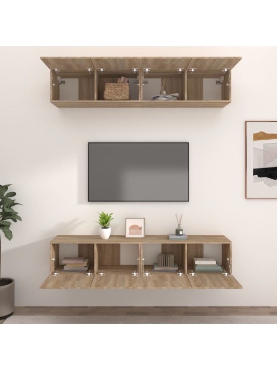 TV skříňky 4 ks dub sonoma 80 x 30 x 30 cm kompozitní dřevo