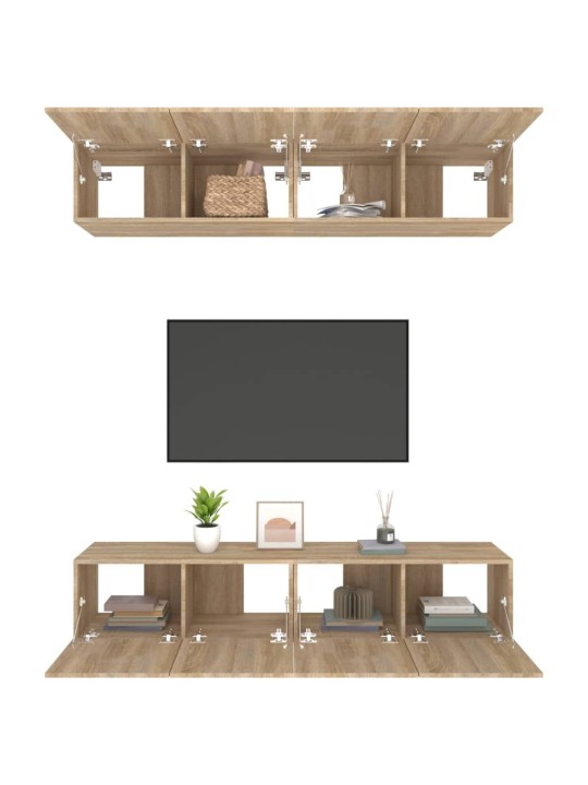 TV skříňky 4 ks dub sonoma 80 x 30 x 30 cm kompozitní dřevo