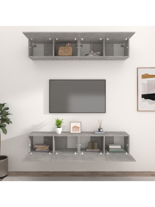 TV skříňky 4 ks betonově šedé 80 x 30 x 30 cm kompozitní dřevo