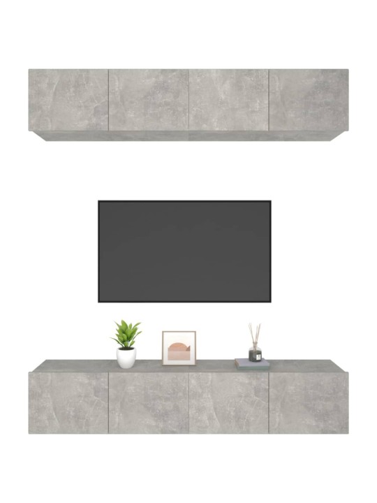 TV skříňky 4 ks betonově šedé 80 x 30 x 30 cm kompozitní dřevo