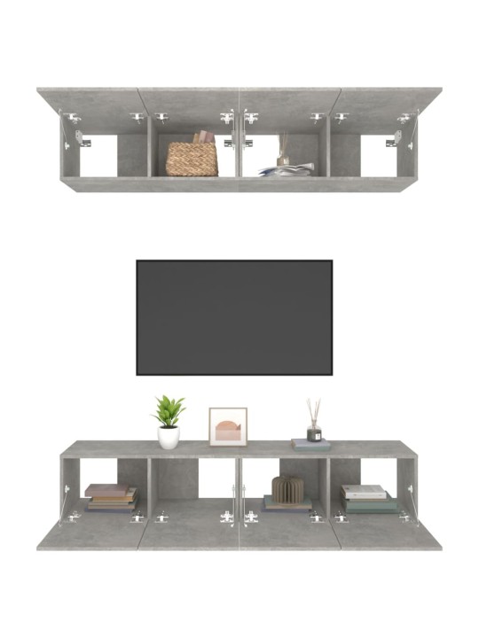 TV skříňky 4 ks betonově šedé 80 x 30 x 30 cm kompozitní dřevo
