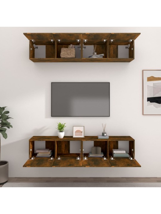 TV skříňky 4 ks kouřový dub 80 x 30 x 30 cm kompozitní dřevo