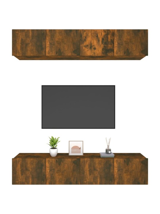 TV skříňky 4 ks kouřový dub 80 x 30 x 30 cm kompozitní dřevo