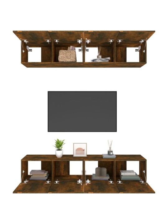 TV skříňky 4 ks kouřový dub 80 x 30 x 30 cm kompozitní dřevo