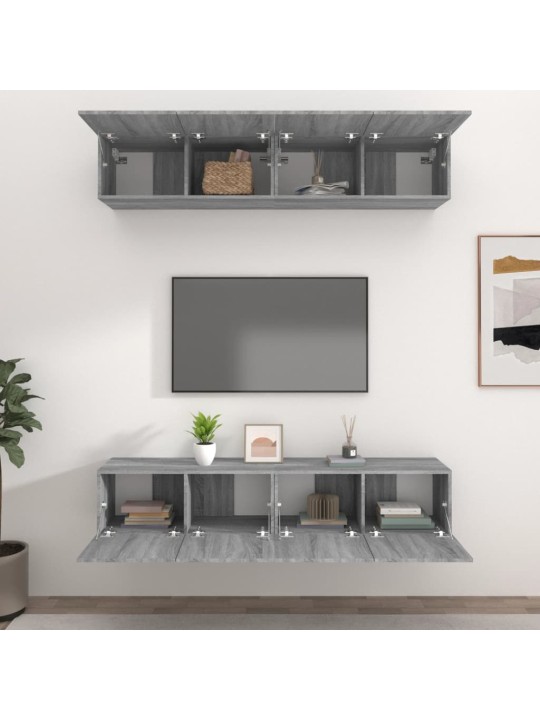 TV skříňky 4 ks šedé sonoma 80 x 30 x 30 cm kompozitní dřevo