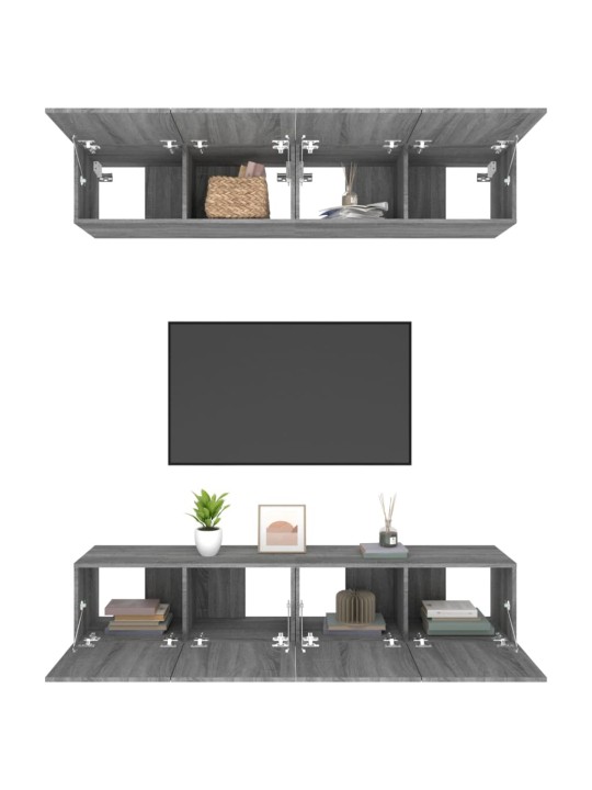 TV skříňky 4 ks šedé sonoma 80 x 30 x 30 cm kompozitní dřevo