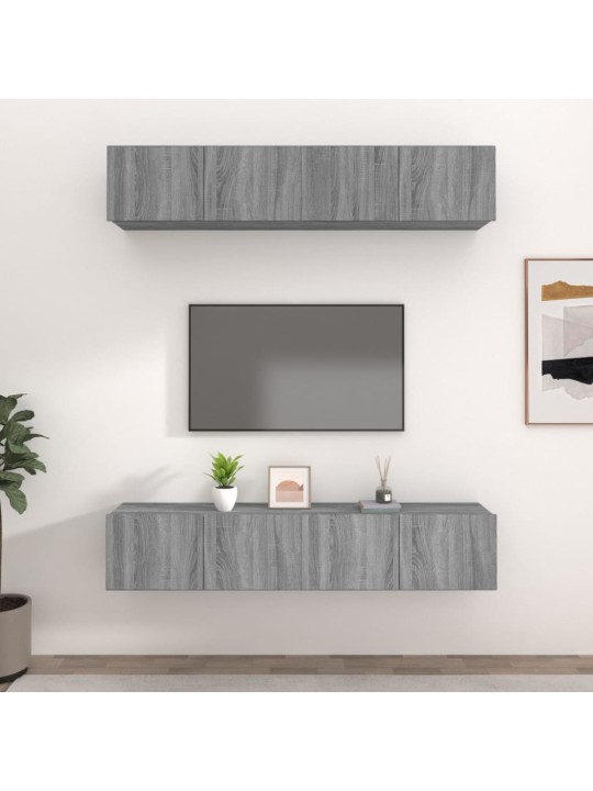 TV skříňky 4 ks šedé sonoma 80 x 30 x 30 cm kompozitní dřevo